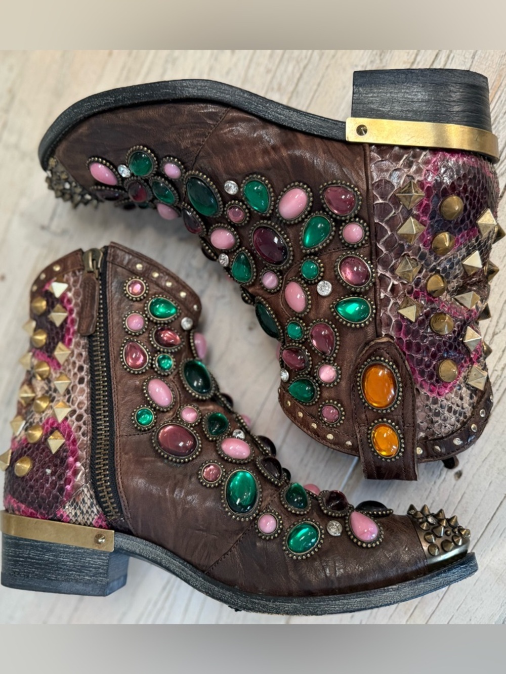 Baldan Designer Rhinestone Boots Hand Crafted size 41 - Picture 4 of 16